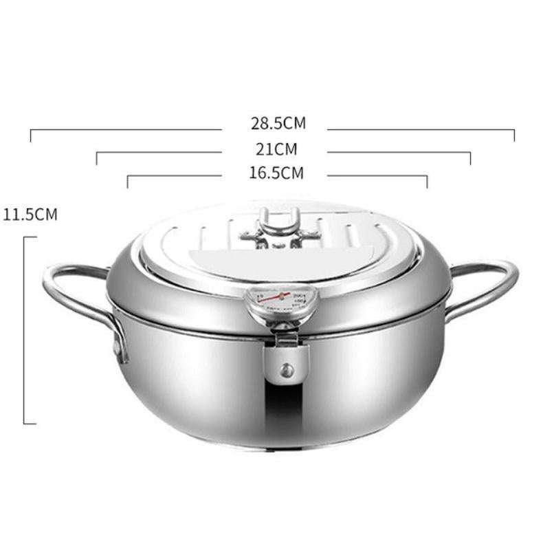 304 Stainless Steel Fryer Pot Household Temperature-controlled Multifunctional Thickening Pot, Si...