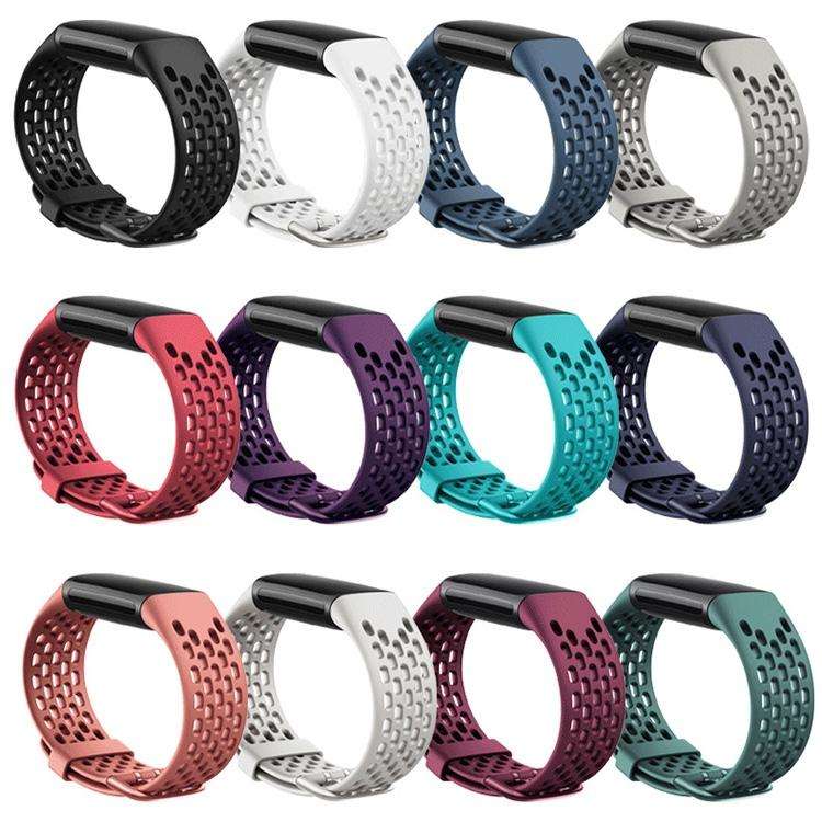 For Fitbit Charge 5 Silicone Hole Watch Band(White)