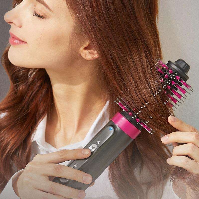 4 In 1 Hair Dryer Curling Straight Comb Hot Air Comb(EU Plug)