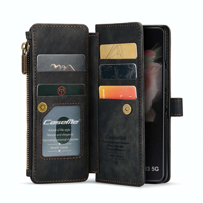 For Samsung Galaxy Z Fold3 5G CaseMe C30 Multifunctional Phone Leather Phone Case(Black)