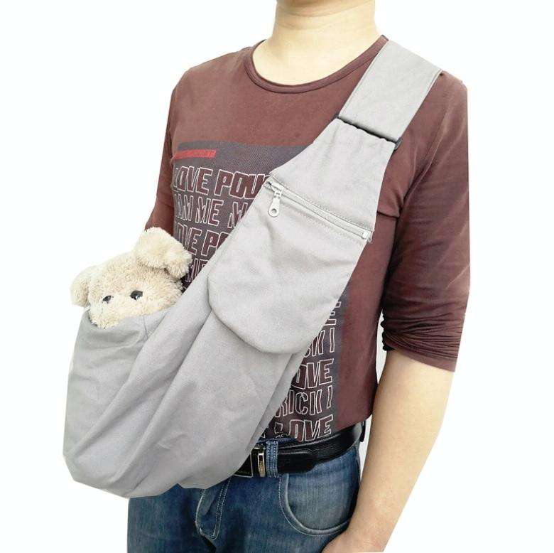 Pet Carrying Rucksack Shoulder Strap Adjustable Pet Outing Diagonal Bag(Gray)