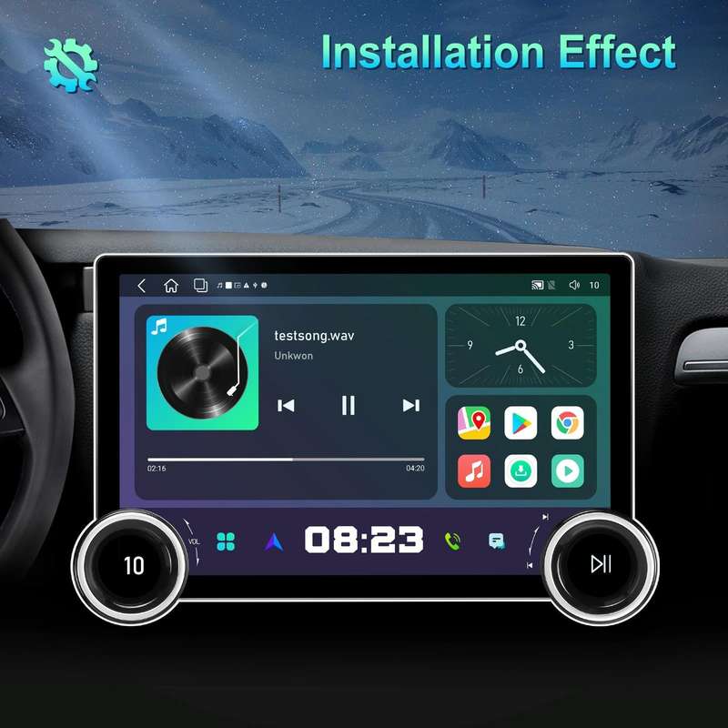 11.8 Inch 4+64G Dual Knob Player Android Large Screen Navigation Wireless CarPlay Reversing Image...