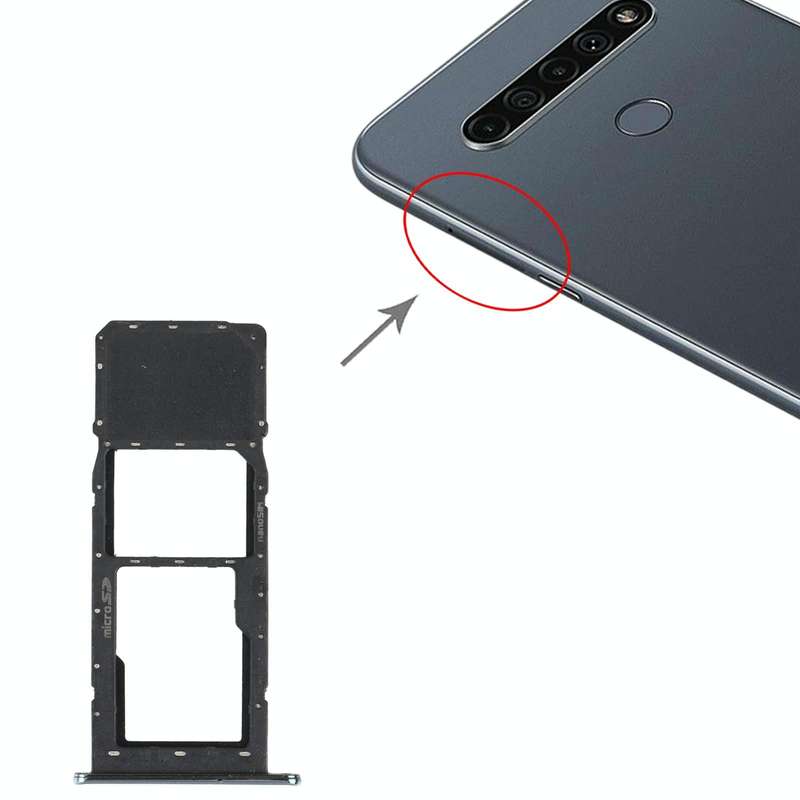 SIM Card Tray + Micro SD Card Tray for LG K61 LMQ630EAW, LM-Q630 (Blue)