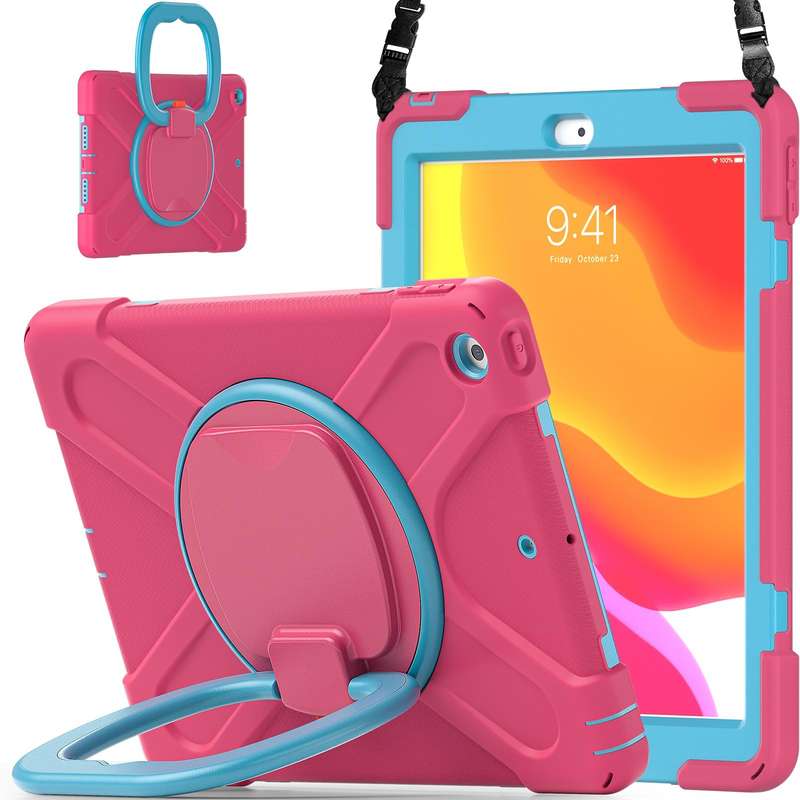 For Apple iPad 10.2 2021 / 2020 / 2019 Contrast Color Silicone + PC Protective Case with Holder &...