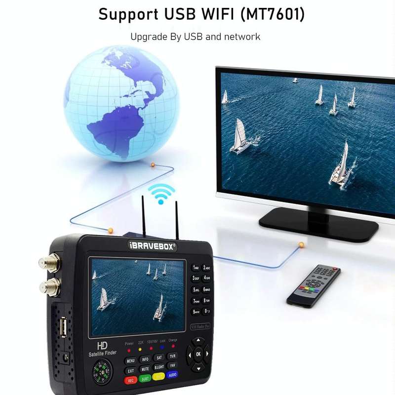 iBRAVEBOX V10 Finder Pro 4.3 inch Display Digital Satellite Meter Signal Finder, Support DVB-S/S2...