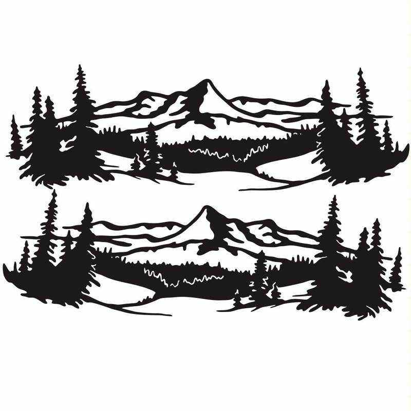 2 PCS/Set D-957 Mountains Pattern Car Modified Decorative Sticker(Black)