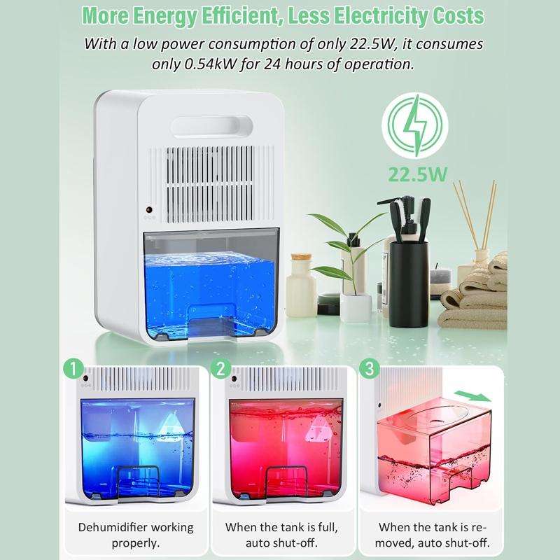 1500ml Semiconductor Dehumidifier with Automatic Defrost Function, Timer, Sleep Mode EU Plug