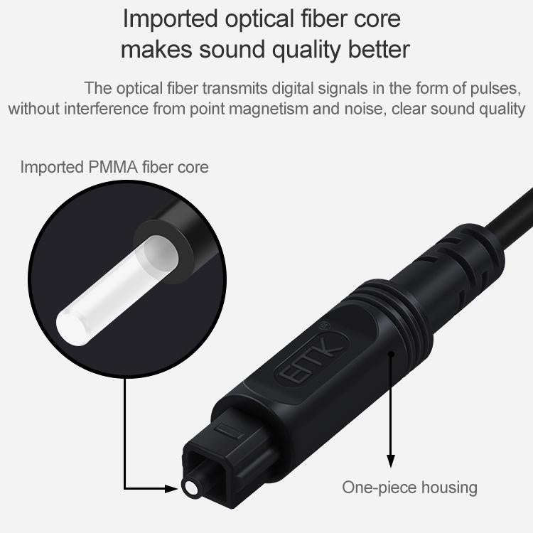 15m EMK OD2.2mm Digital Audio Optical Fiber Cable Plastic Speaker Balance Cable(Black)