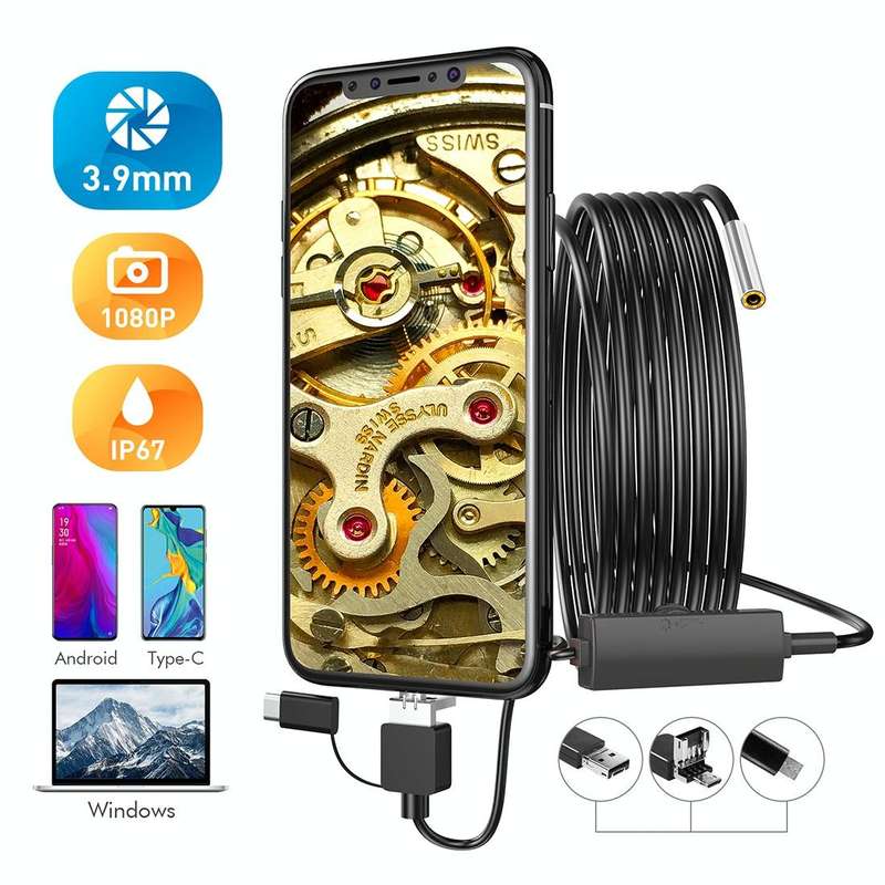 inskam107 3.9mm 3 In 1 HD Waterproof Industry Digital Endoscope Inspection Camera, Length: 3.5m F...