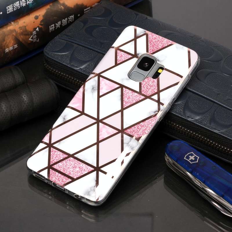 For Galaxy S9 Plating Marble Pattern Soft TPU Protective Case(Pink)