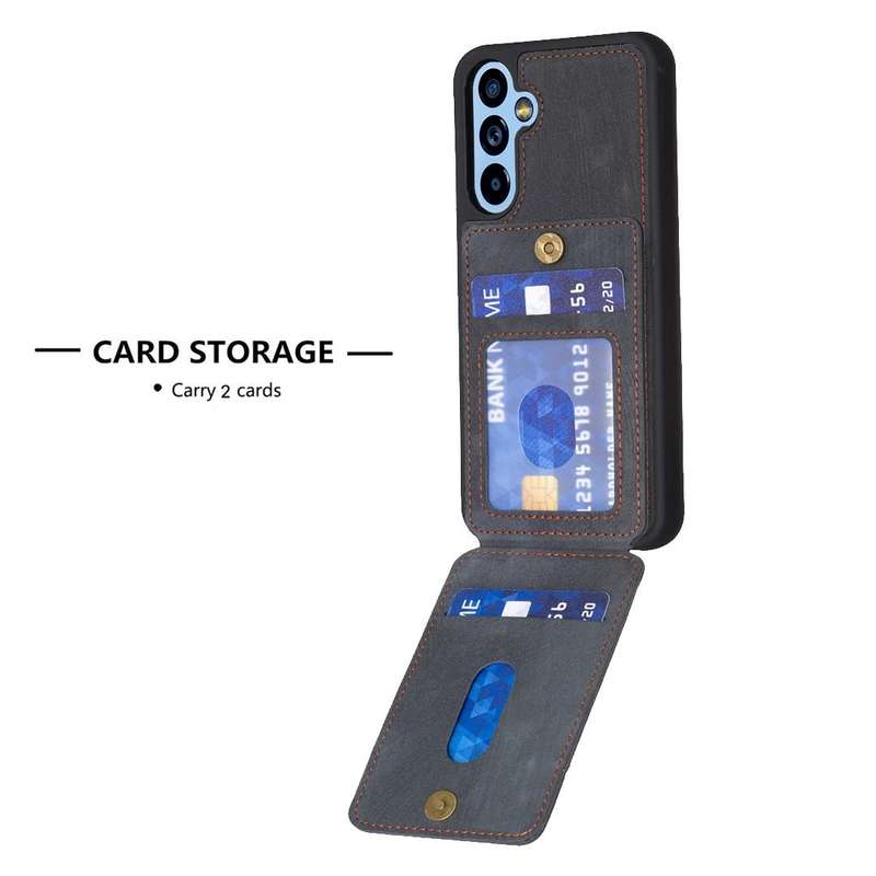 For Samsung Galaxy A54 5G BF28 Frosted Card Bag Phone Case with Holder(Black)