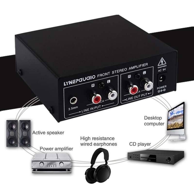 B022 Pre-Stereo Signal Amplifier Volume Booster Headphones Active Speaker Preamp Audio Amplifier