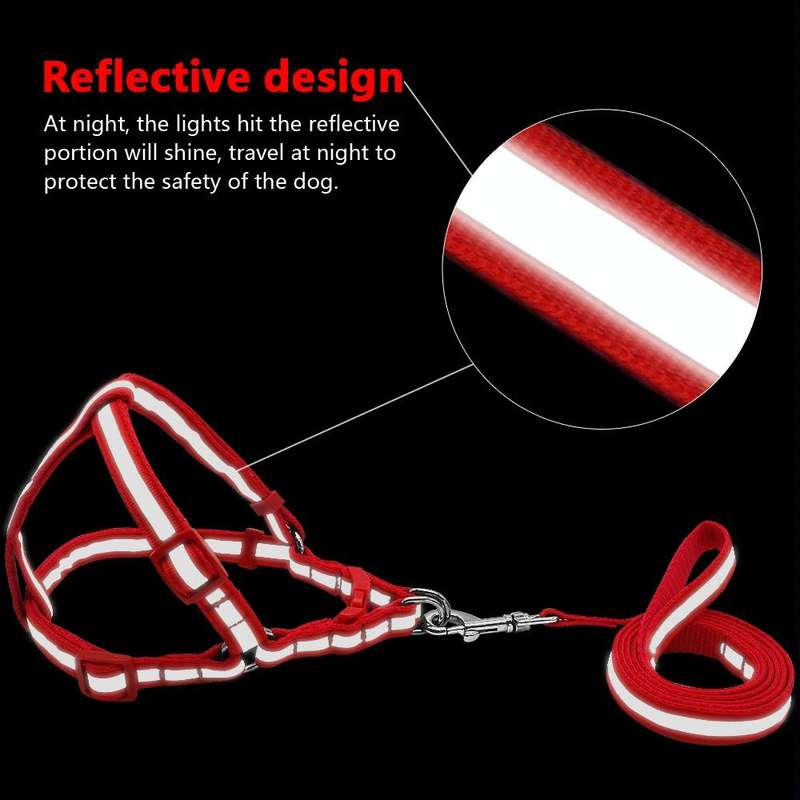 Small Medium Dogs Nylon Reflective Dog Leash Lead Set, Size:S(Black)