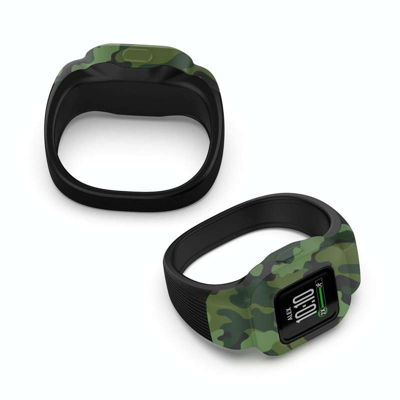 For Garmin Vivofit JR3 No Buckle Silicone Printing Watch Band, Size:S(Camouflage Green)