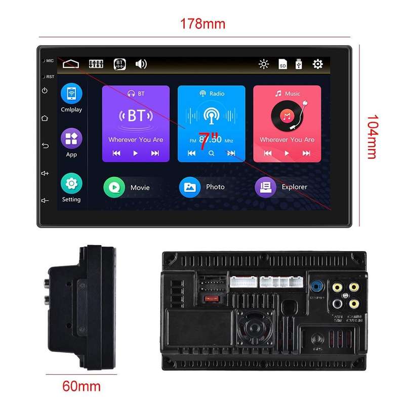 7709 7 Inch Touch Button Dual Ingot Universal MP5 Bluetooth Player, Style:, Sort by color: Standa...