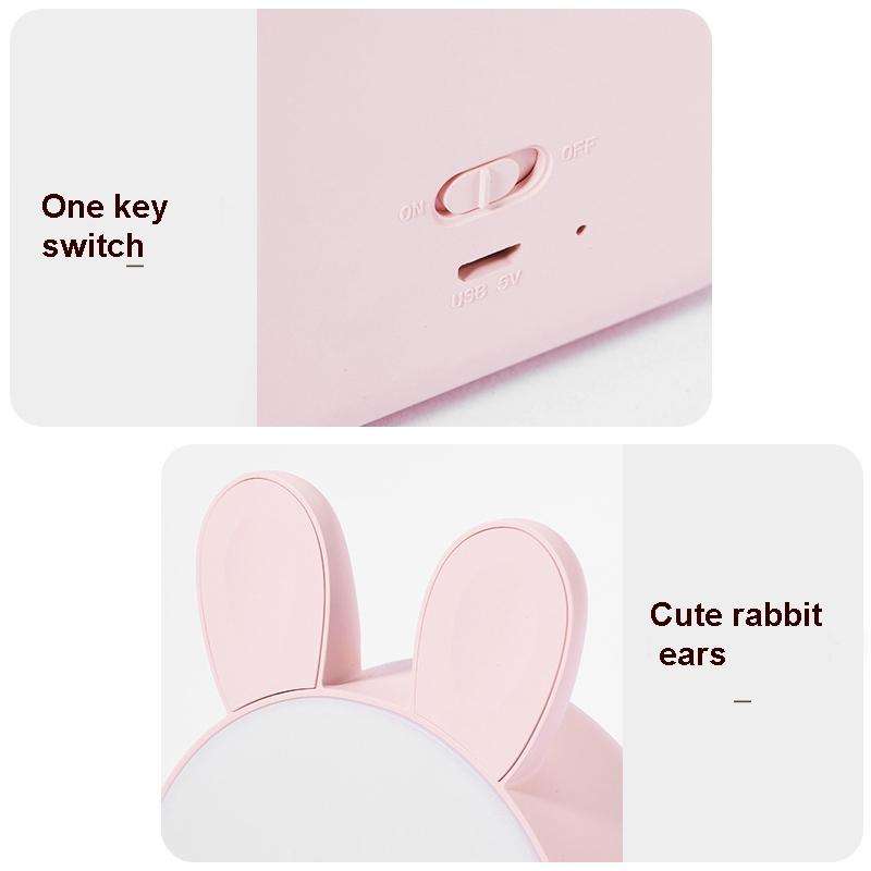 Cute Rabbit Night Light USB Charging Bedroom Bedside Sleeping Eye Protection Lamp(Pink)