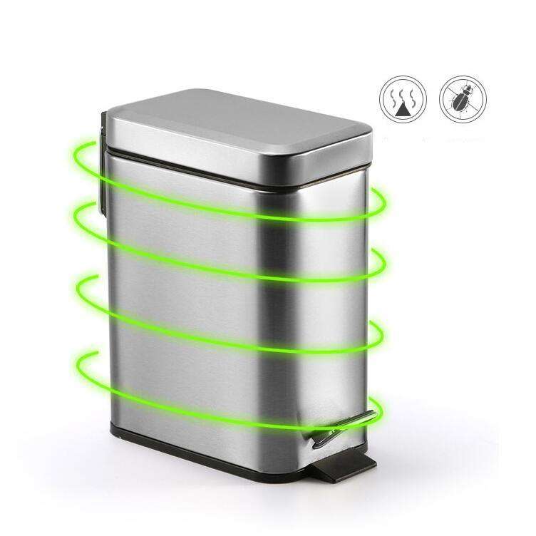 Household Stainless Steel Foot Pedal Small Rectangular Trash Can(Pink)