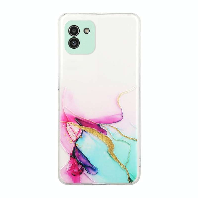 For Samsung Galaxy A03 Hollow Marble Pattern TPU Precise Hole Phone Case(Green)