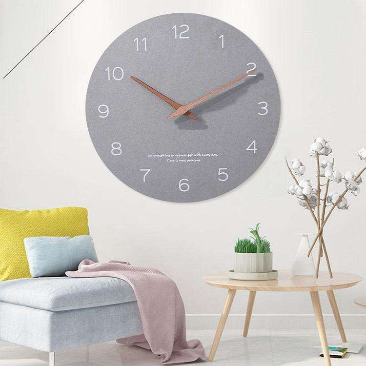 Round Silent Clock Walnut Wall Clock