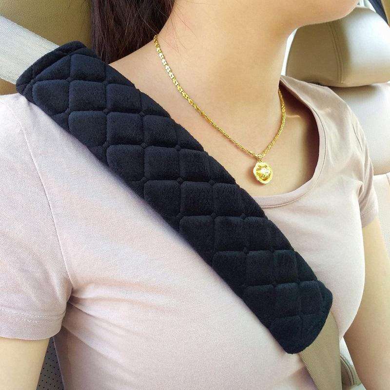 Car Seat Belt Protector Soft Extended Shoulder Pads, Color: Black Plush