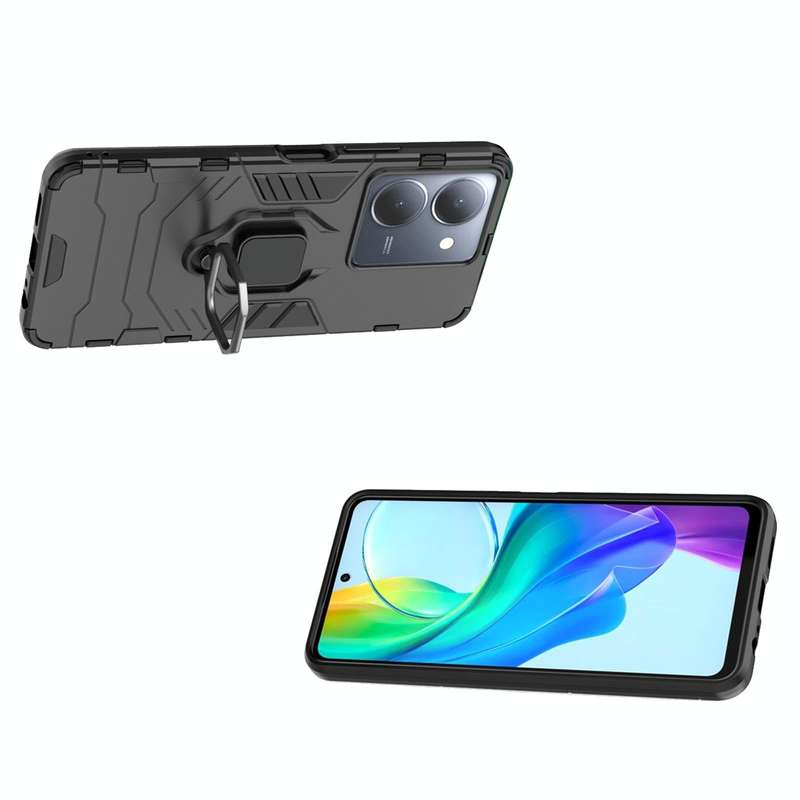 For vivo Y78 / Y36 Magnetic Ring Holder PC + TPU Phone Case(Black)
