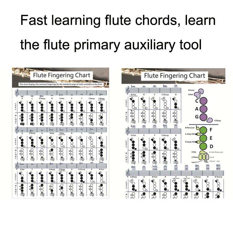Coated Paper Flute Chord Fingering Practice Chart Staff Chord Fingering(Large)