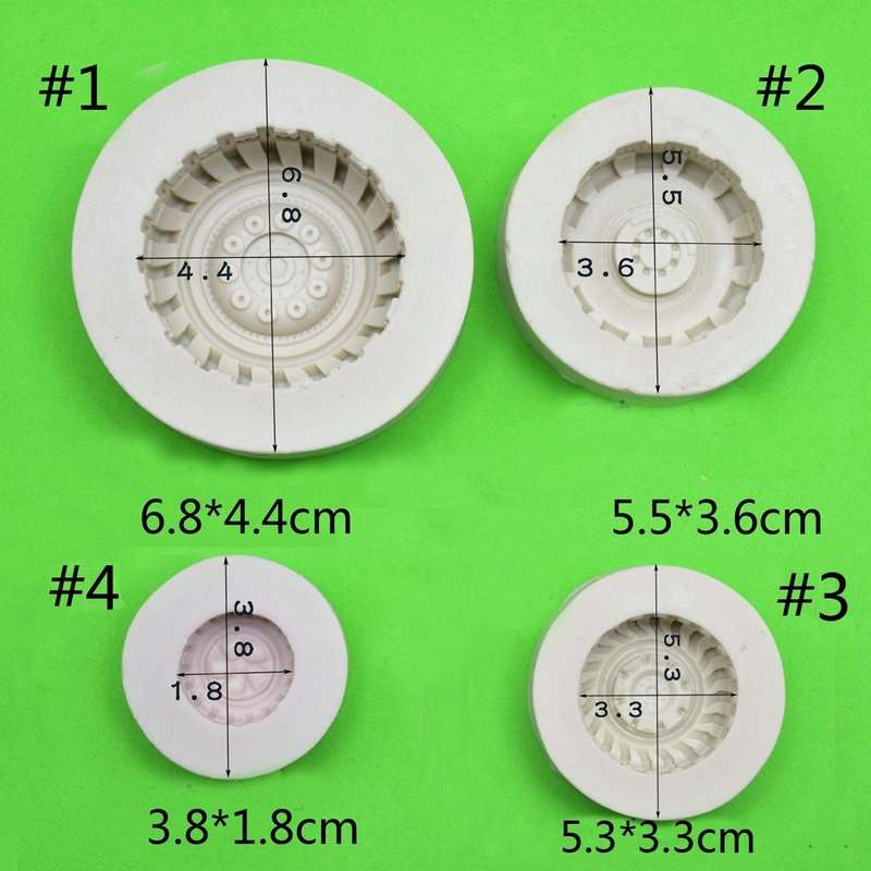 2 PCS DIY Tires Shape Sugar Craft Cake Silicone Mold Fondant Baking Decorating Tools Random Color...
