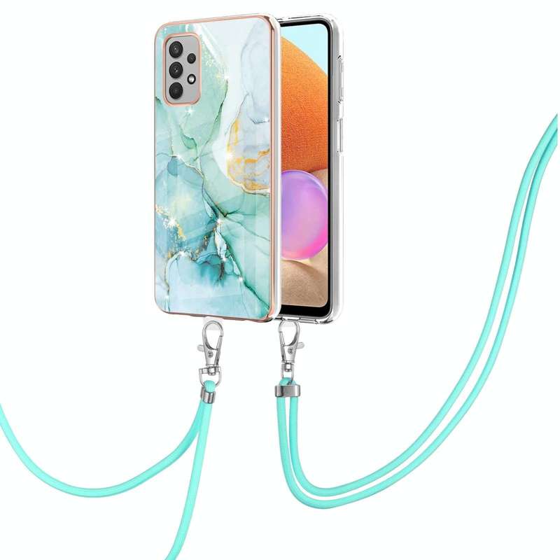 For Samsung Galaxy A32 4G EU Version Electroplating Marble Pattern IMD TPU Shockproof Case with N...