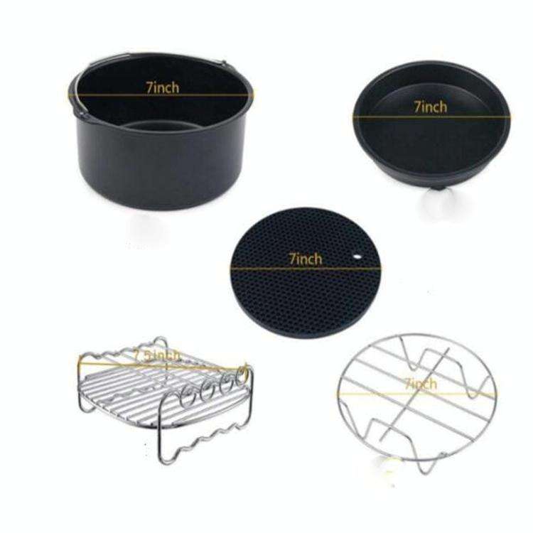 7 in 1 Air Fryer Accessories 7-piece Set for 3.5-5.8QT Type of Baking Basket Double-layer Grill(B...
