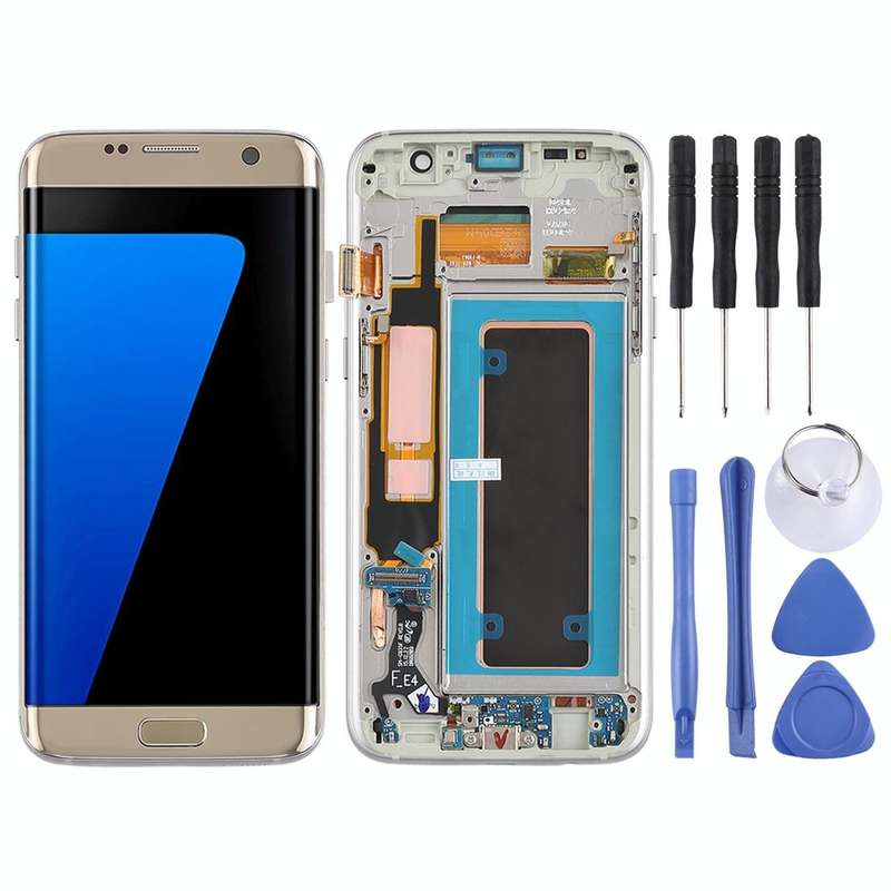 Original Super AMOLED Material LCD Screen and Digitizer Full Assembly(with Frame / Charging Port ...