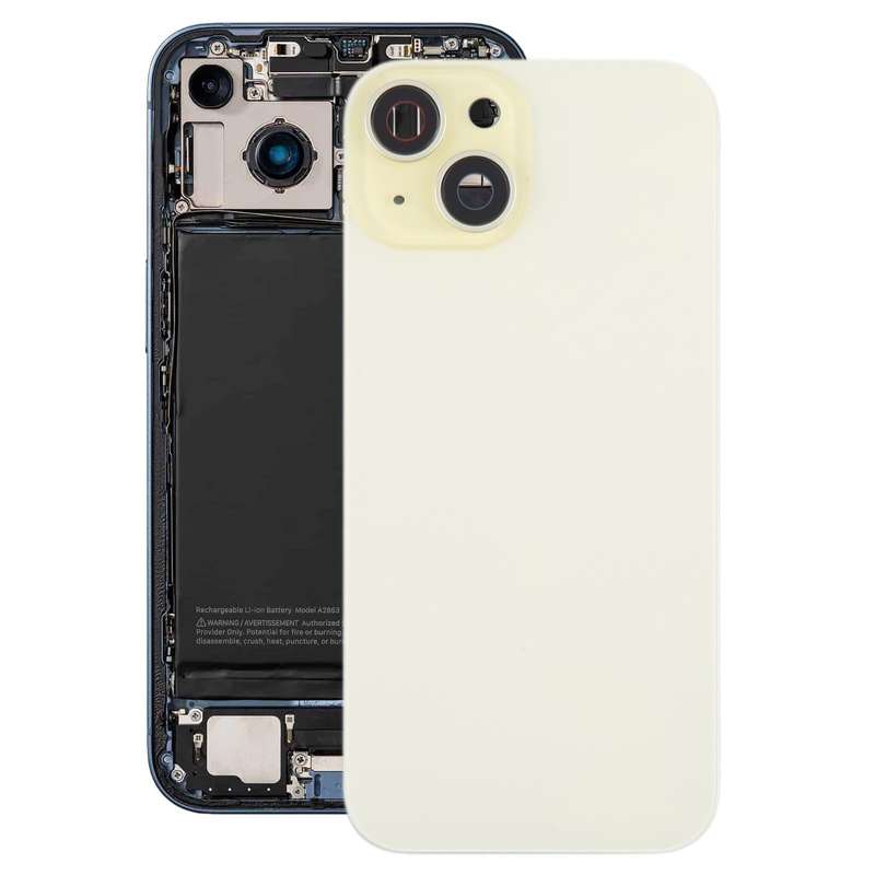 For iPhone 15 Plus Battery Back Cover with Camera Lens Cover + MagSafe Magnet(Yellow)