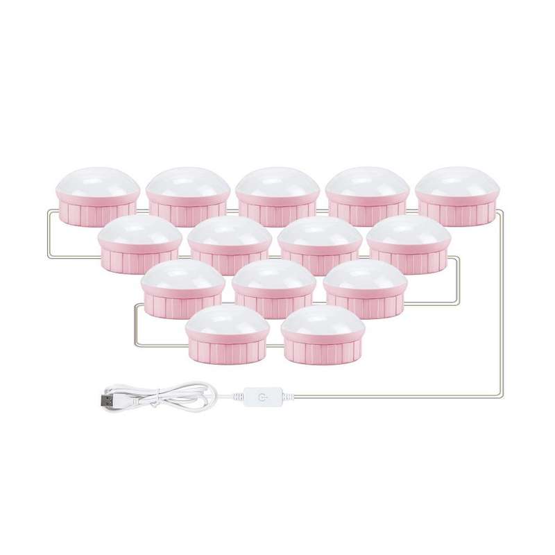 14 LEDs Mirror Front Light Dimmable Makeup Mirror USB Touch Control Light(White Light)
