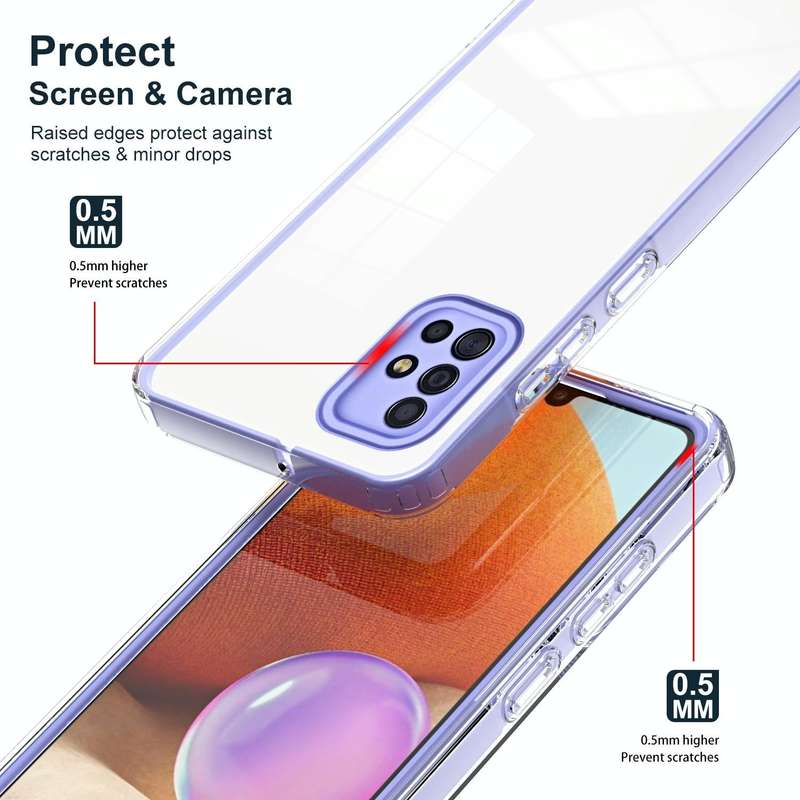 For Samsung Galaxy A51 4G 3 in 1 Clear TPU Color PC Frame Phone Case(Purple)