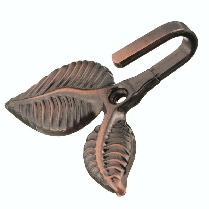 2 PCS Iron Leaf Shaped Curtain Tie Wall Hooks Home Decor(Green Patina)