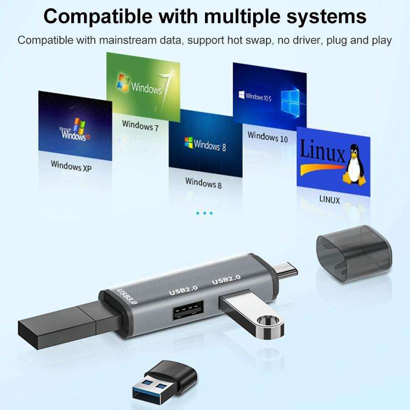 ADS-302C 3 In 1 Multi-function Type-C / USB-C HUB Docking Station (Silver)