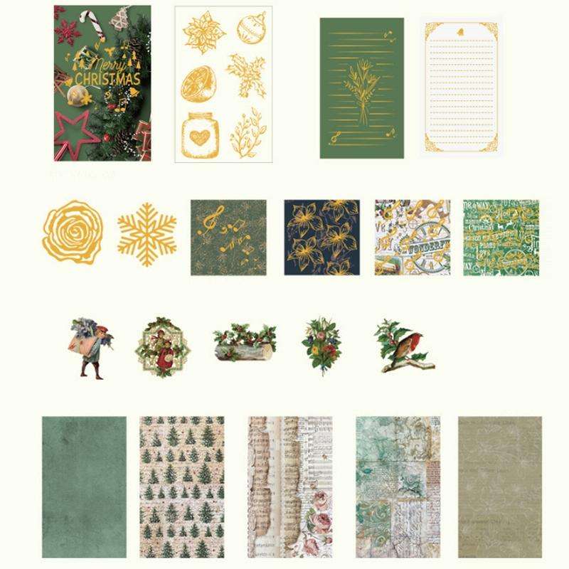 2 Sets Christmas Medallion Sticker With Foil Seal Handbook Material Pack(Christmas Polka)