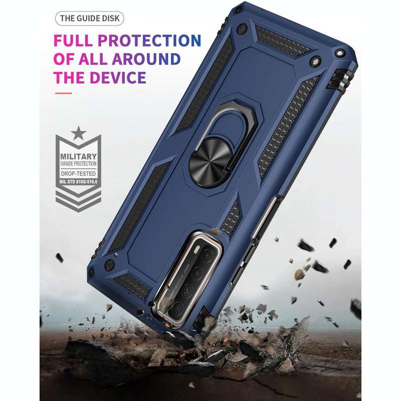 For Huawei P Smart 2021 Shockproof TPU + PC Protective Case with 360 Degree Rotating Holder(Blue)