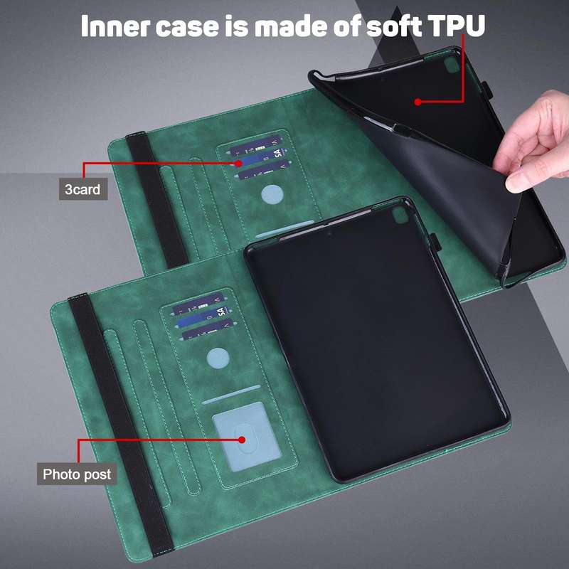 For Samsung Galaxy Tab A7 Lite Peacock Embossed Pattern Leather Tablet Case(Green)