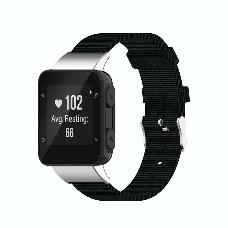 For Garmin Forerunner 35 / 30 Universal Nylon Canvas Watch Band(Black)