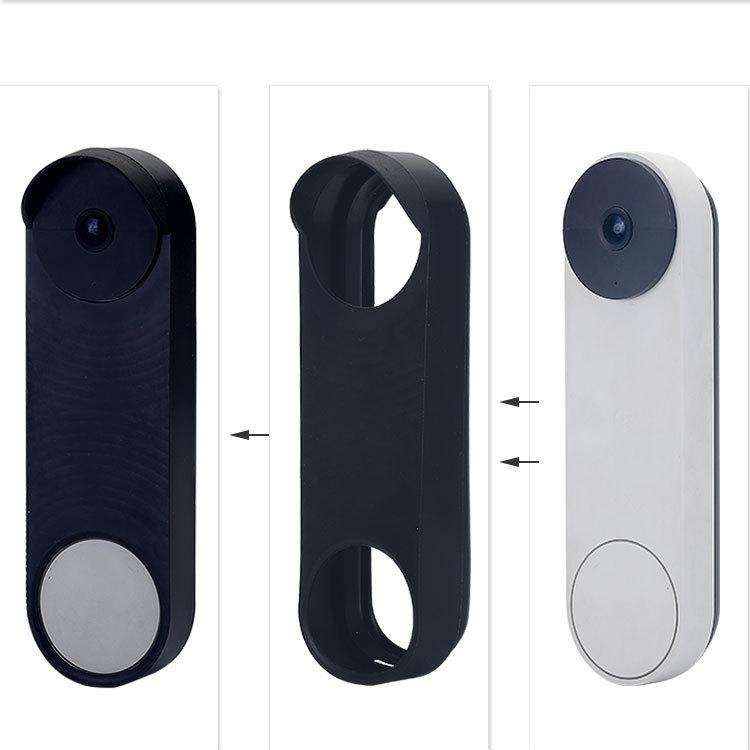 Doorbell Silicone Protective Cover for Google NEST HelloDoorbell Battery Version(Black)