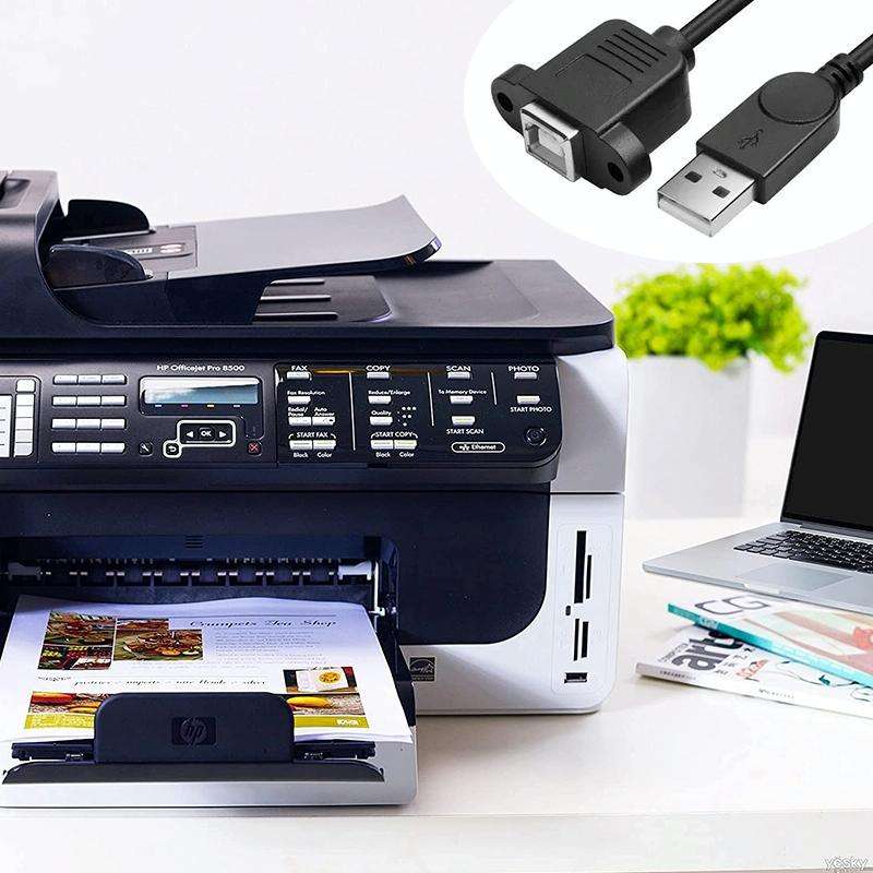 USB 2.0 Male to USB 2.0 Type-B Female Printer / Scanner Adapter Cable for HP, Dell, Epson, Length...