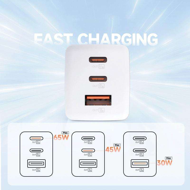 65W ROMOSS AC65H USB+Type-C/USB-C 65W Multifunctional Foldable GaN Charger, CN Plug