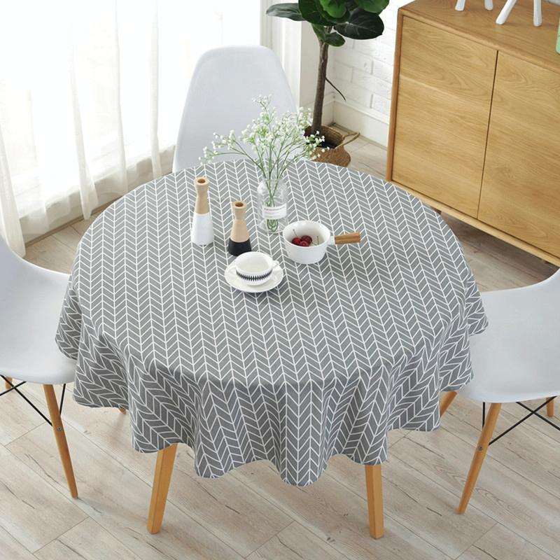 Polyester Cotton Round Tablecloth Dust-proof Cotton and Linen Printing Tablecloth, Diameter:150cm...