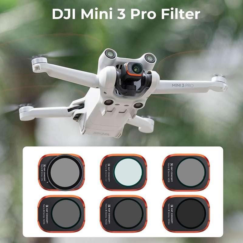 For DJI Mini 3 Pro K&F Concept SKU.1946 6 in 1 UV+CPL+ND8+ND16+ND32+ND64 HD Filter Set