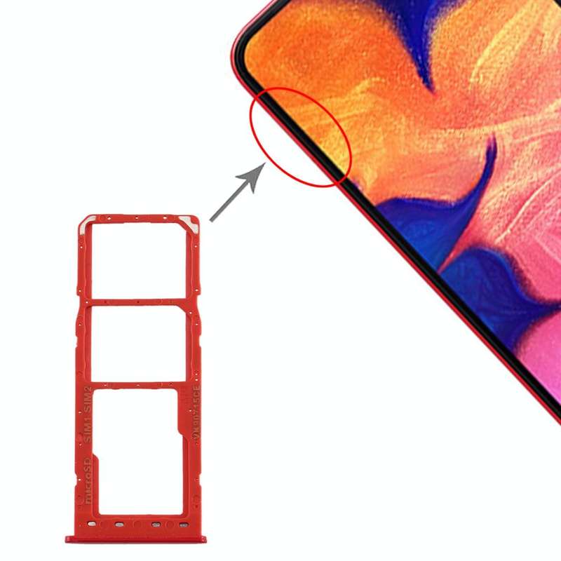 For Galaxy A10 SIM Card Tray + SIM Card Tray + Micro SD Card Tray (Red)