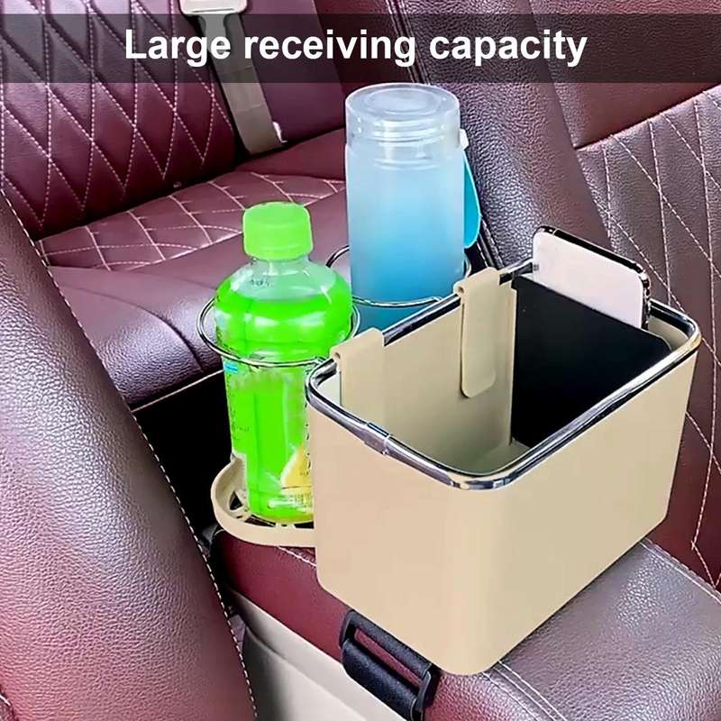 Car Paper Box Hanging Armrest Box Storage Box Cup Holder(Black Double Cup)