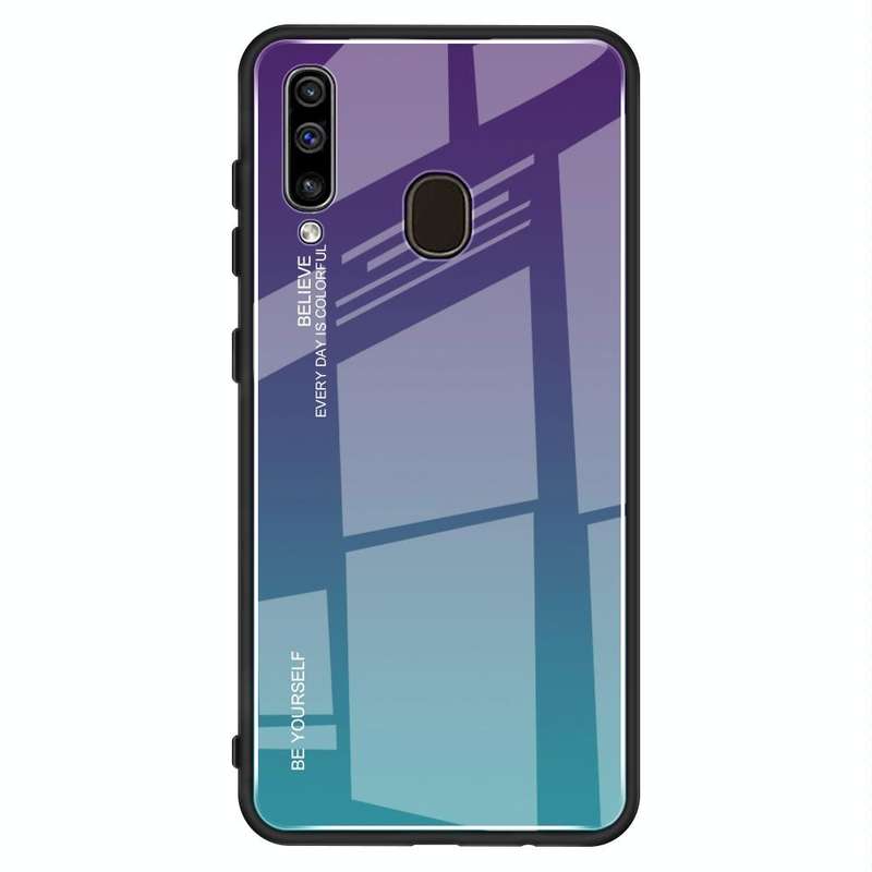 For Galaxy A60 Gradient Color Glass Case(Purple)