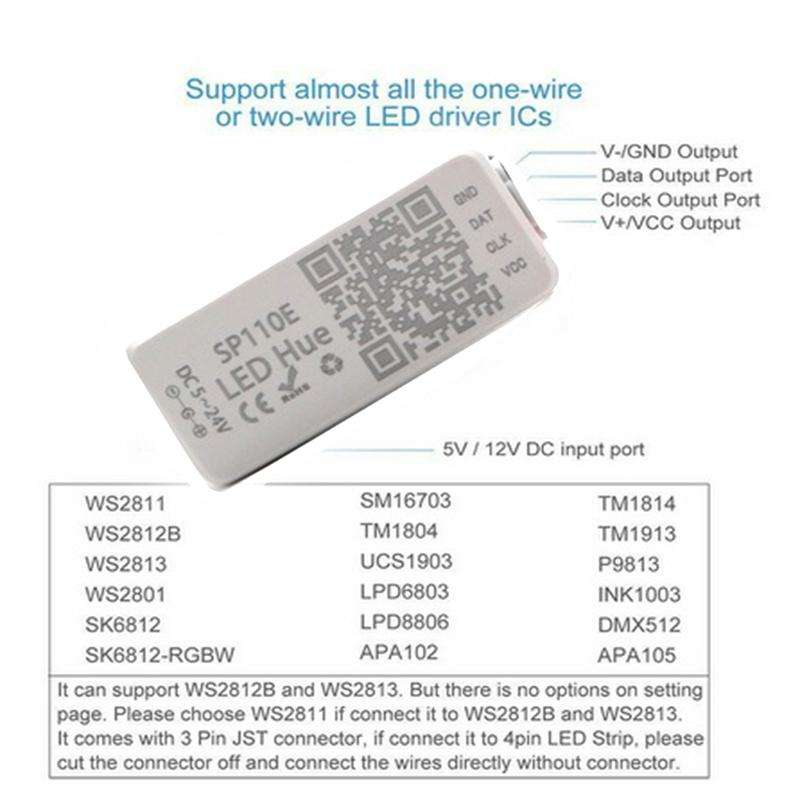 SP110E Bluetooth Pixel light Controller WS2811 WS2812B ws2812 dimmer SK6812 RGB RGBW APA102 WS280...
