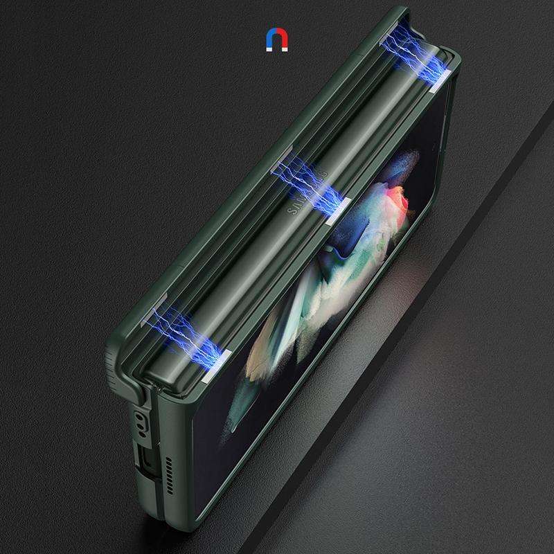 For Samsung Galaxy Z Fold3 5G GKK Magnetic Hinged Phone Flip Case with Side Pen Slot(Silver)