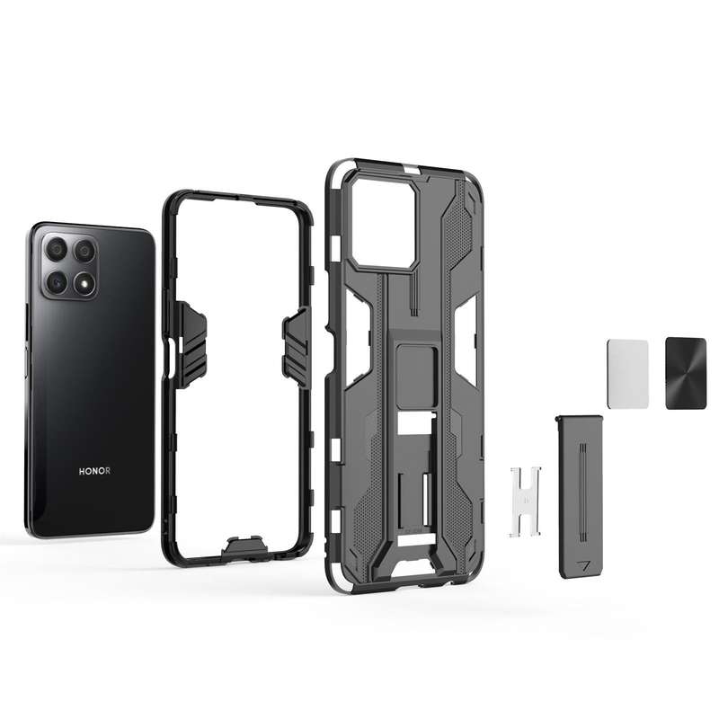 For Honor X30i / Play5T Pro / X8 4G CN Supersonic PC + TPU Holder Phone Case(Black)